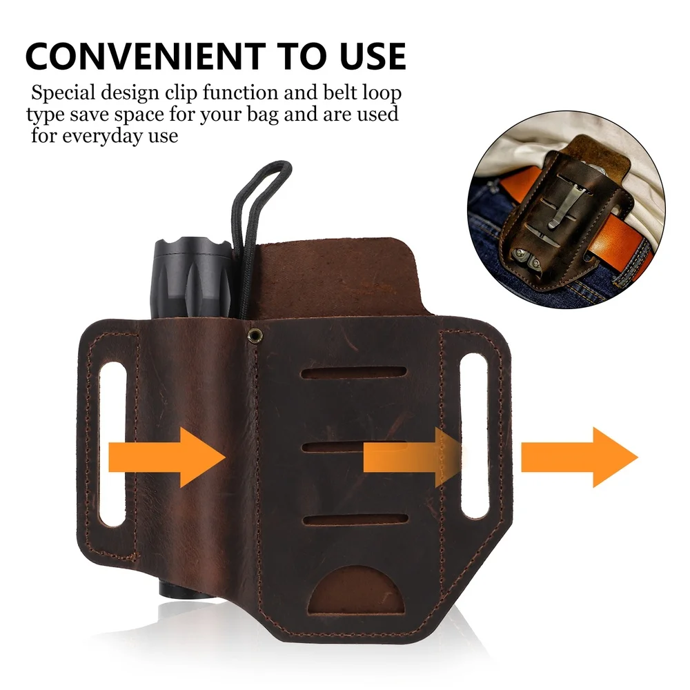

EDC Pouch Leather Sheath Organizer Multi-tool Bag Waist Bag Utility Belt