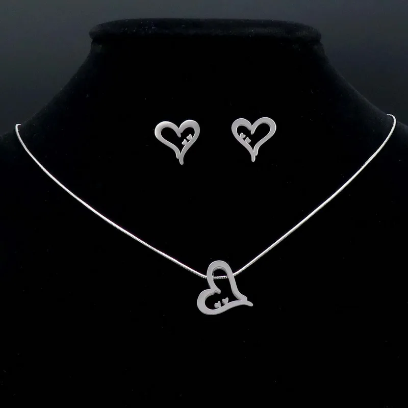 Ожерелье с подвеской из нержавеющей стали серебряная серьга набор цепочка