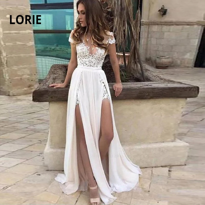 Женское пляжное свадебное платье It's yiiya белое шифоновое трапециевидной формы с