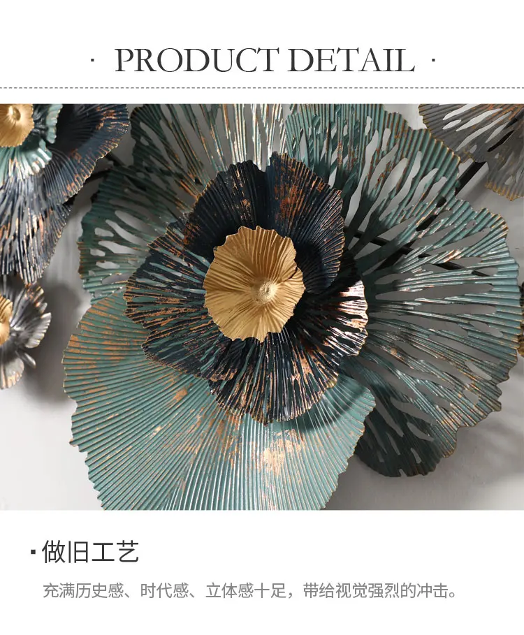 3D Europe Luxury iron wall decor for living room Creative wall handmade metal hanging decoration habitacion iron flowers decor