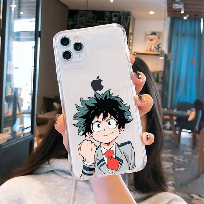 

Anime My hero academia Phone Case Transparent for iPhone 6 7 8 11 12 s mini pro X XS XR MAX Plus cover funda shell