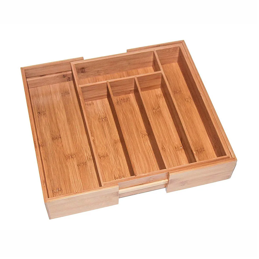Выдвижные столовые приборы бамбуковый ящик деревянный Органайзер лоток