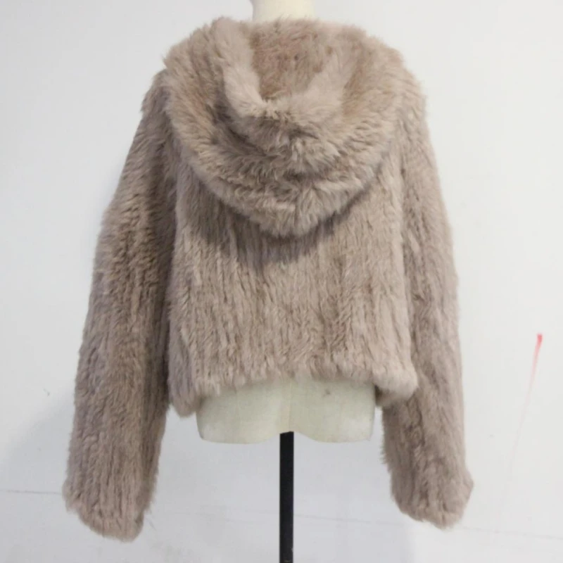 2021 Real Rabbit Fur Coat With hot sale knitted rabbit fur Jacket with hood Women's cape cloak hooded | Женская одежда