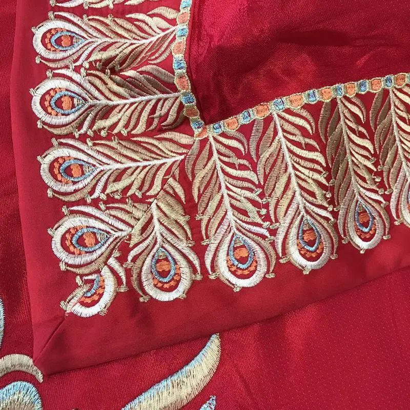 

4/6/8/9Pcs luxury Silk Cotton Jacquard Eastern phoenix wedding Bedding Set Duvet cover set Bedsheet Pillowcases Queen King Size