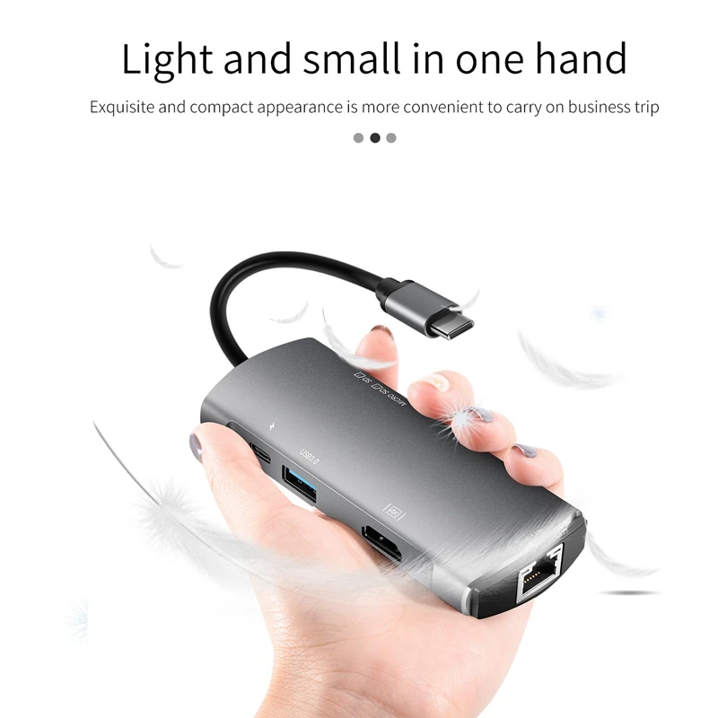 7 в 1 Usb 3 0 Type C концентратор для Ethernet + 4K видео Hdmi Pd Rj45 зарядный порт адаптер слот