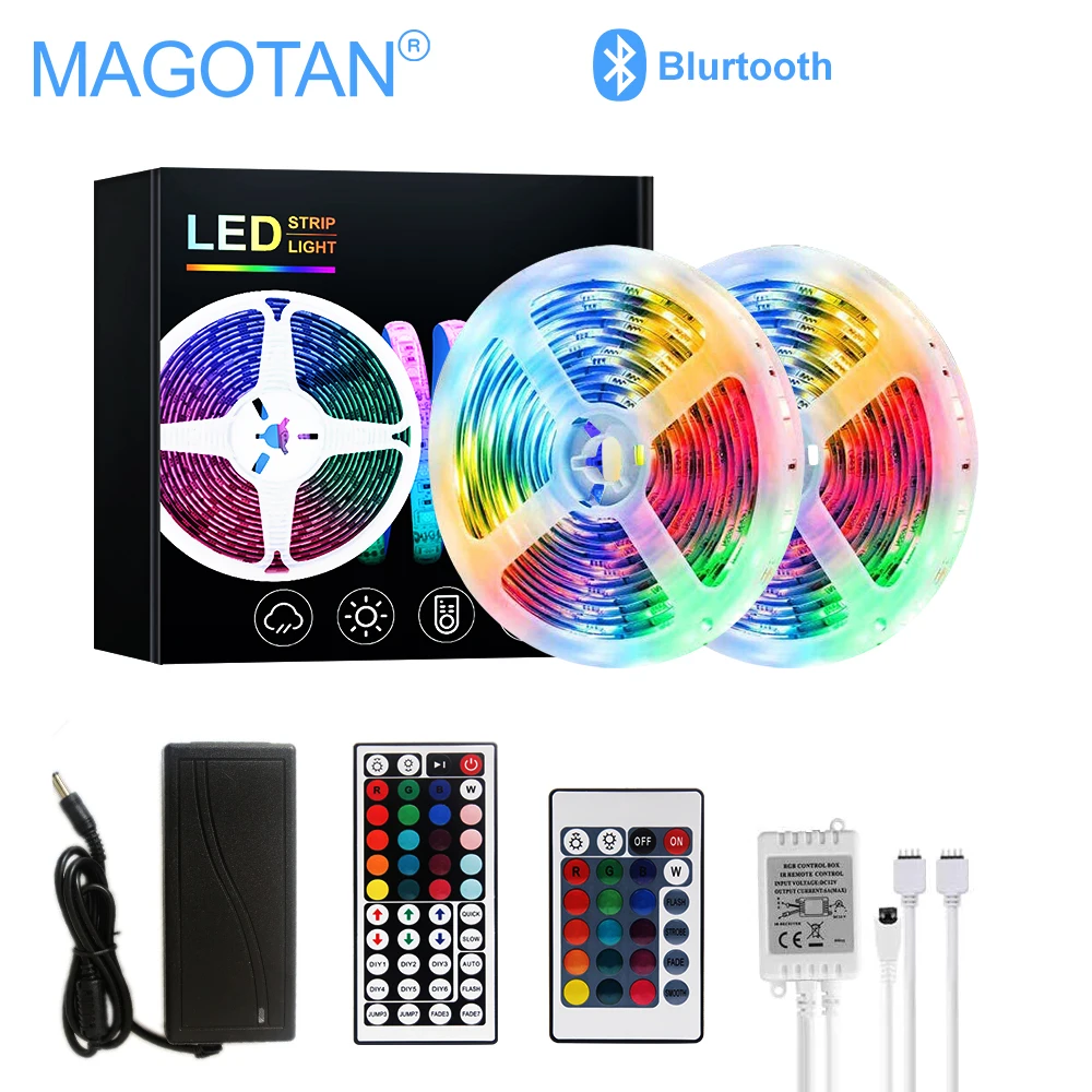 

Гибкая лента SMD 2835, светодиодная Светильник та RGB 5 м, 10 м, 15 м, Диодная лента постоянного тока 12 В + пульт дистанционного управления + адаптер