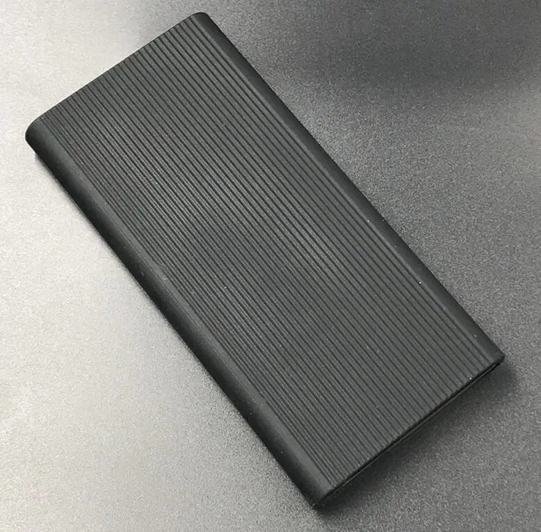 Black Силиконовый защитный чехол, чехол для нового Xiao mi power Bank 2, 10000 мА/ч, два порта usb power bank - Цвет: Black
