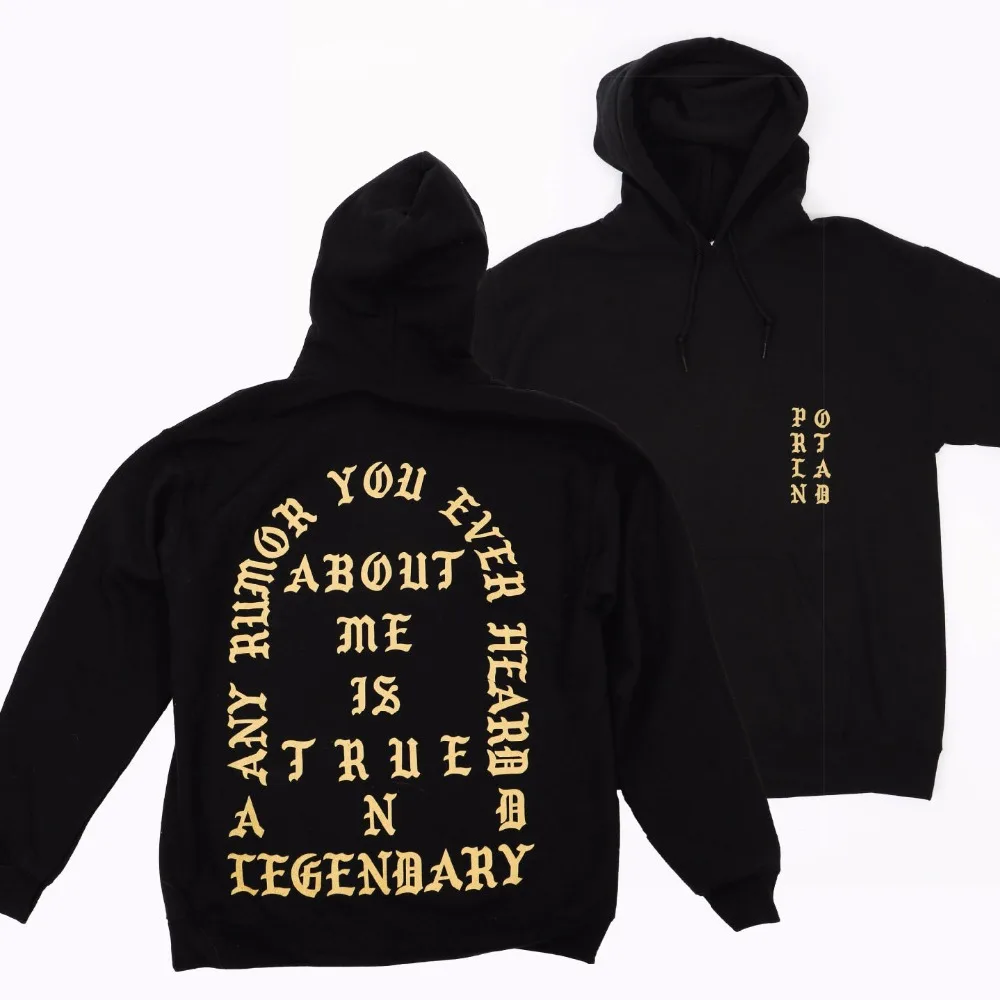 Настоящая и легендарная Толстовка Kanye мужские черные толстовки зимняя уличная