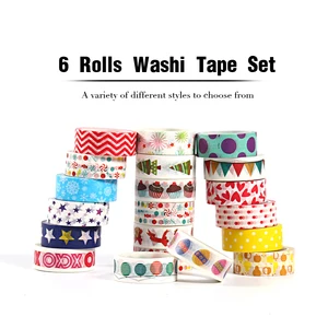 Kawaii набор декоративного скотча Васи, 6 рулонов, рождественские Стикеры для маскировки канцтоваров, скрапбукинга, DIY декоративные милые школьные whasi винтажные бумажные стикеры