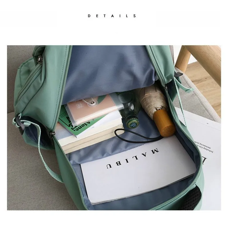 

Fashion Nylon Backpack Women Shoulder Bag Solid Color School Backpack Teenage Backbag Rucksack Large Capacity Women Bagpack