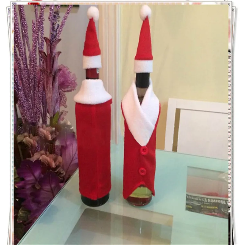 

1 пижамный комплект на Рождество, комплект бутылки вина Санта Клаус, декорированные кнопками заглушка одежды Рождественский ужин вечерние украшения для кухни
