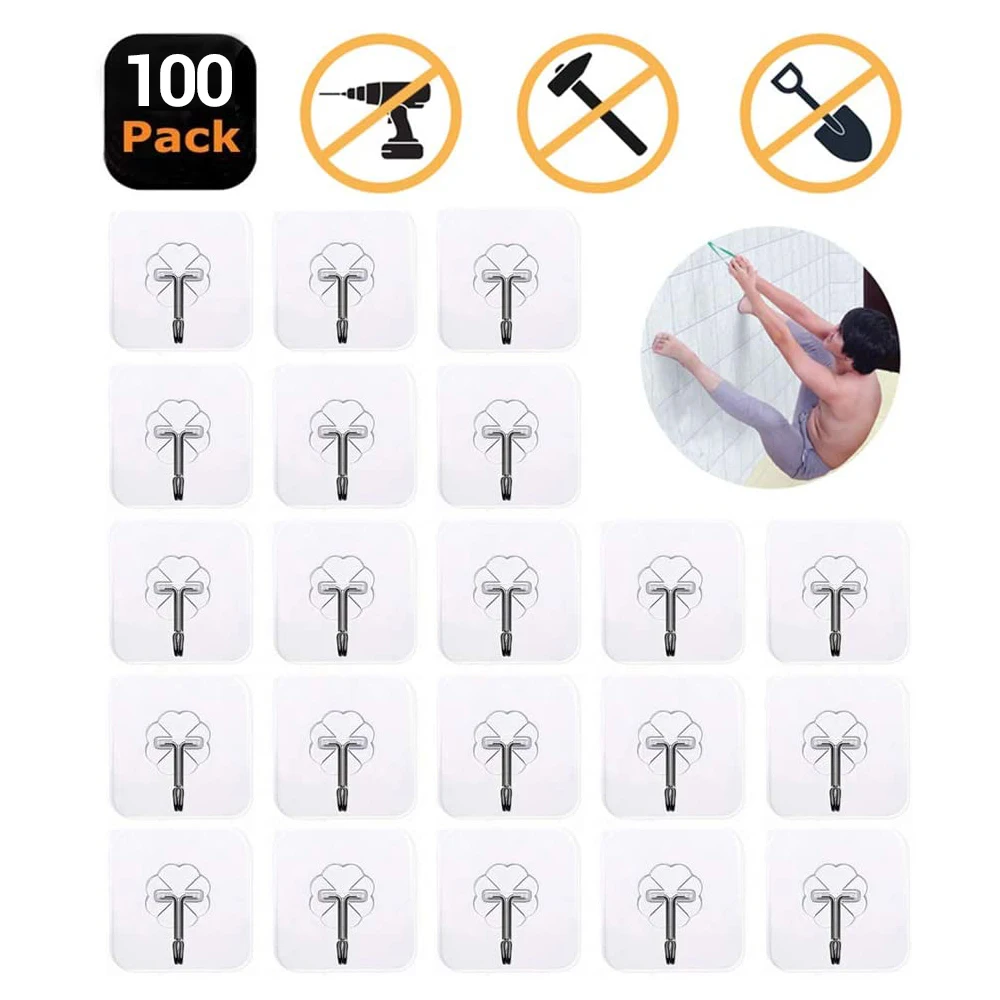 100 шт. Heavy Duty клей съемный крючок дверь важная вешалка многоразовые
