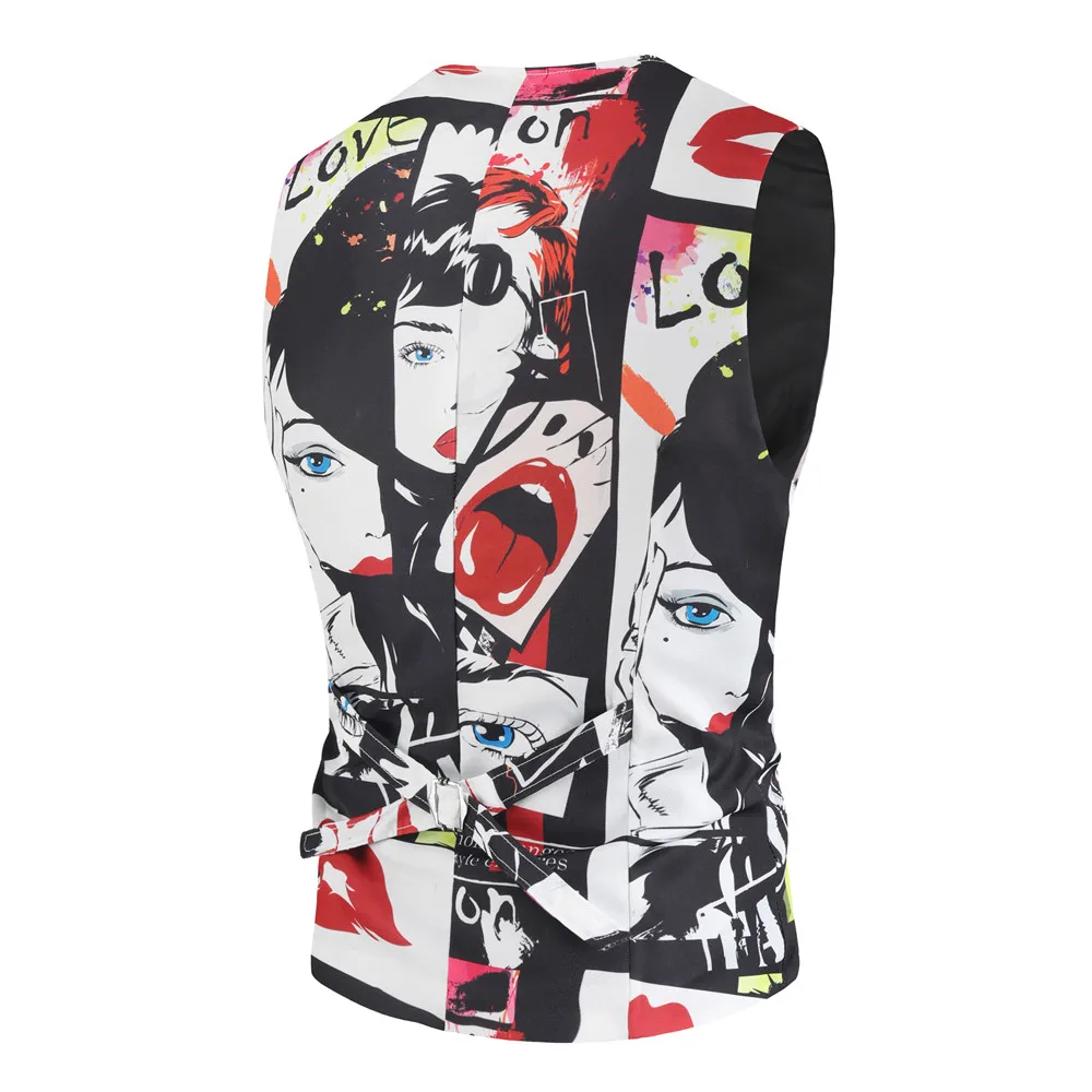 Жилетка мужская с принтом однобортная безрукавка в стиле стимпанк деловой