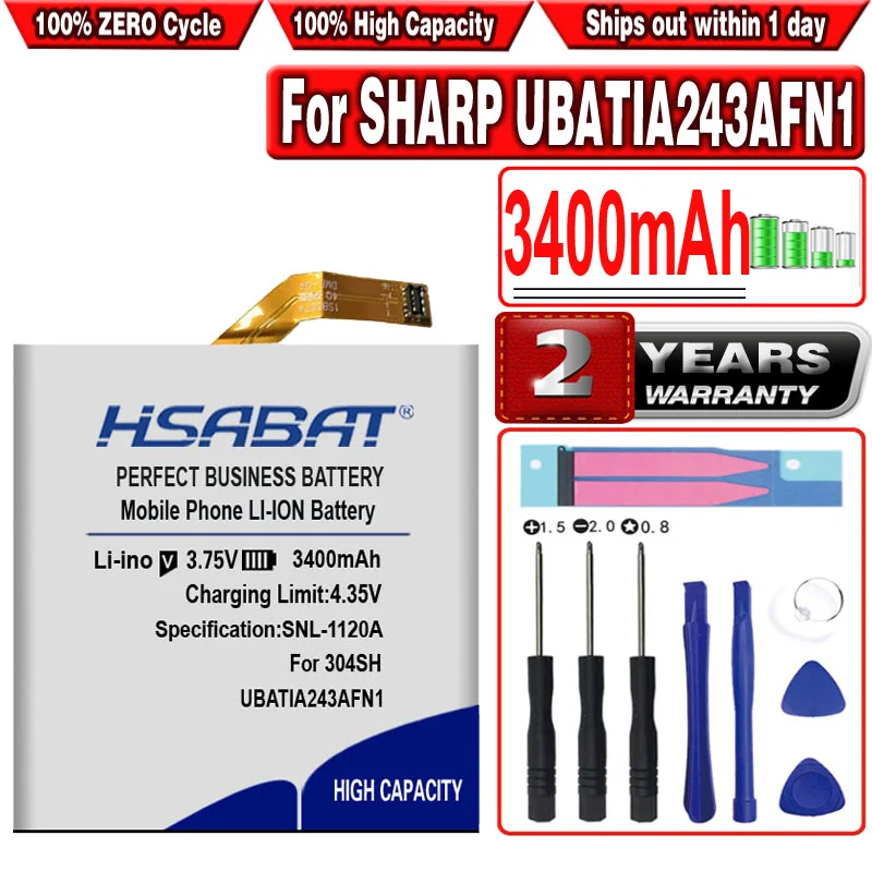 

HSABAT 3400mAh UBATIA243AFN1 High Capacity Battery for Sharp Aquos 304SH
