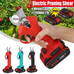 21V Wireless Electric Pruning Pruner Scissors 25mm Shears Garden Pruner Branch Branches Cutter Cutting Tool 2xBattery 2200mAh