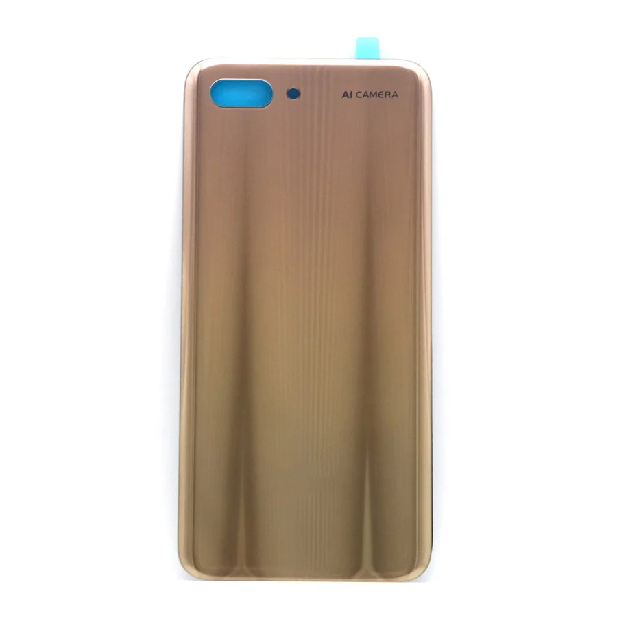 Для huawei Honor 10 крышка батареи задняя крышка Стекло чехол задняя крышка корпуса для huawei Honor 10 крышка батареи с камерой стекло объектив - Цвет: Gold No Lens