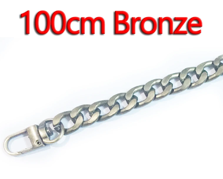 100cm Bronze Ультра светильник Алюминиевые цепочки DIY золото, серебро, пистолет черный 12 мм сменный светильник на цепочке кошелек ремень, сумка ремни для маленькой сумочки - Цвет: 100cm Bronze
