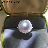 yikalaisi 925 sterling silver rings jewelry for women 8 9mm oblate natural freshwater pearl rings 2021 new wholesales