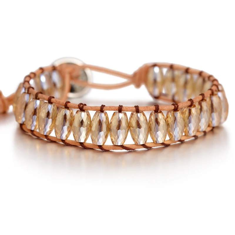 SL1664 Chakra Bracelet Jewelry Handmade Multi Color Natural Stone Tube Beads Leather Wrap Bracelet Couples Bracelets Creative Gifts - Окраска металла: SL1664