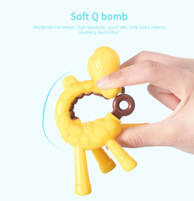 

1pcs Baby Cartoon Fawn Teethers Molar Stick And Box Food Grade Silicone Bendable And Soft Giraffe Teether Baby Dental Care