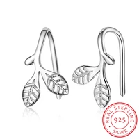 925 sterling silver earrings for women girl bud leaf stud earrings pendant earrings fine jewelry s e564
