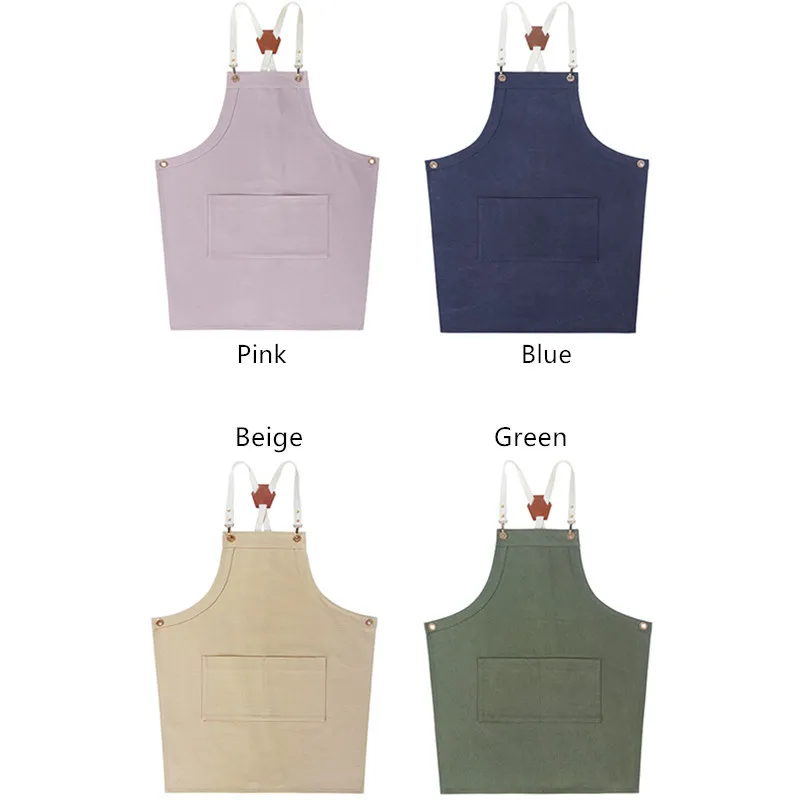 Брезентовый Фартук из хлопка с кожаным ремешком бармена кондитерского повара