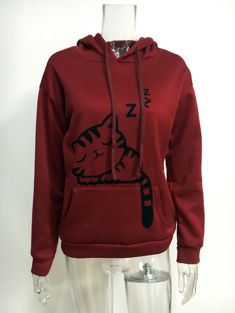 

Cat zzz Hoodies Sweatshirts 2020 Women Casual Kawaii Harajuku Fashion Punk for Girls Clothing European Tops Korean