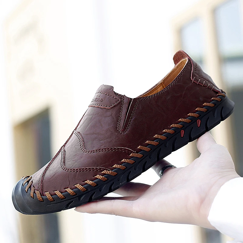 Spring Autumn Men Shoes Loafers Slip-ons Loafer Casual Leather Footwear Handmade Mens Slip on Male Comfortable Shoe Light | Обувь