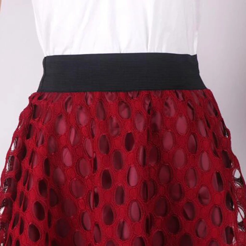 Женская ажурная юбка GIGOGOU Корейская сетчатая с высокой талией кружевное