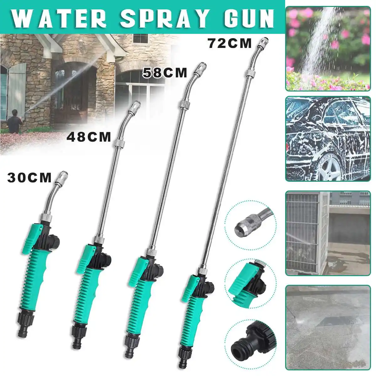 

Металлический водяной пистолет, мощный распылитель для мойки автомобиля, садовый шланг с струей воды, насадка для мойки