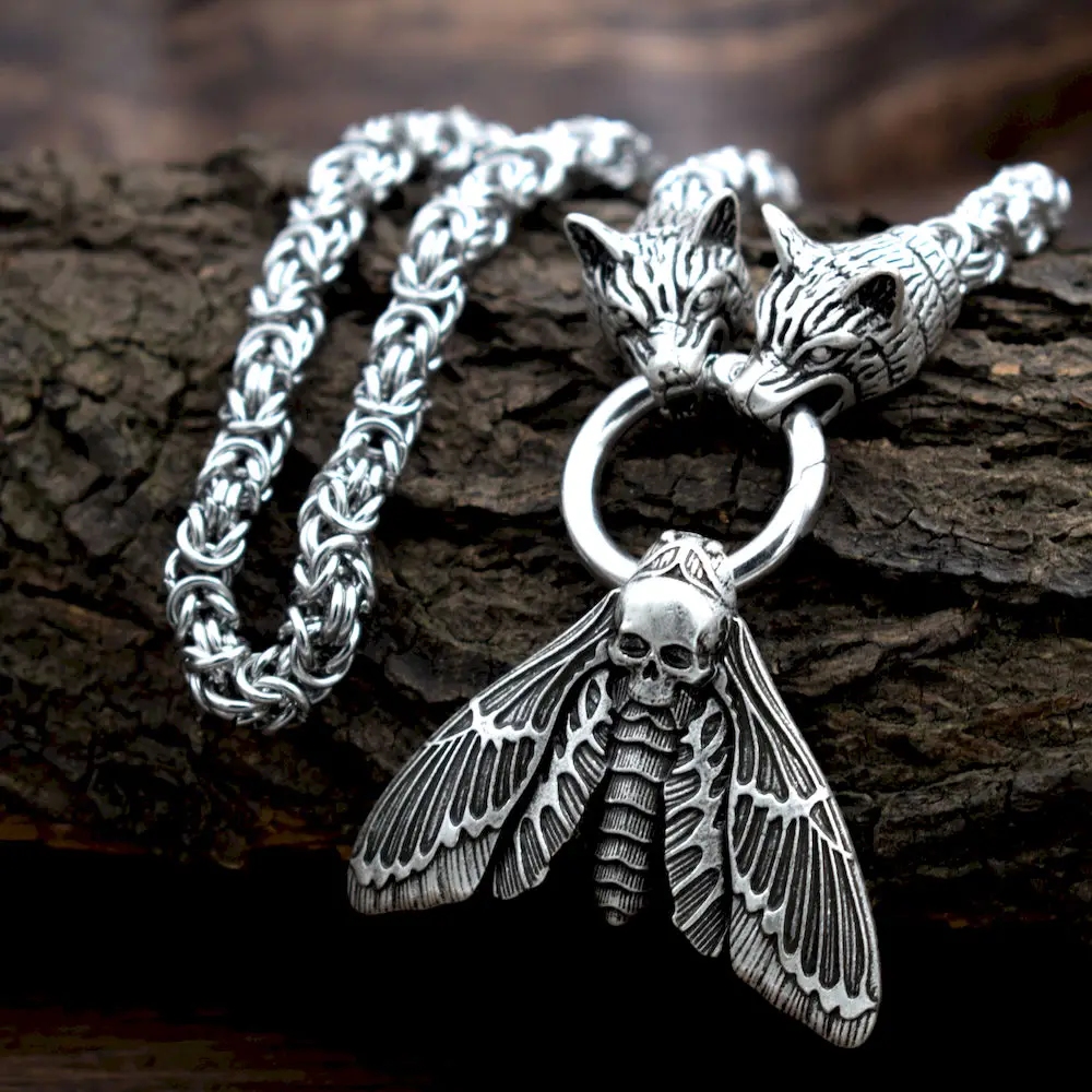 Подвеска в виде волчьей головы из нержавеющей стали череп ожерелье &quotМотылек&quot