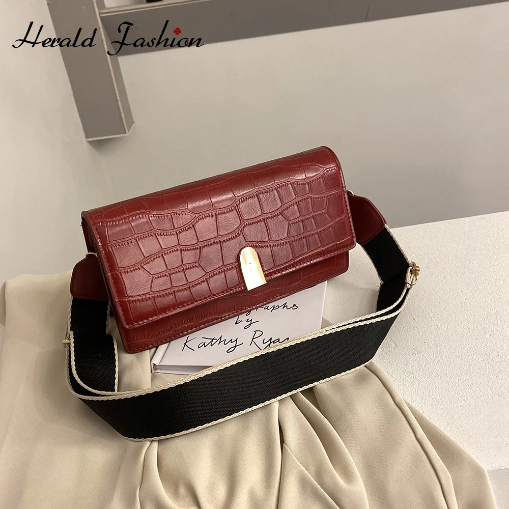 Модные дизайнерские сумки через плечо с каменным узором брендовые на широком