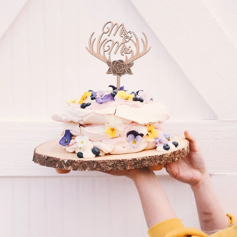 Свадебное украшение деревянный Топпер для торта Мистер и миссис аксессуары