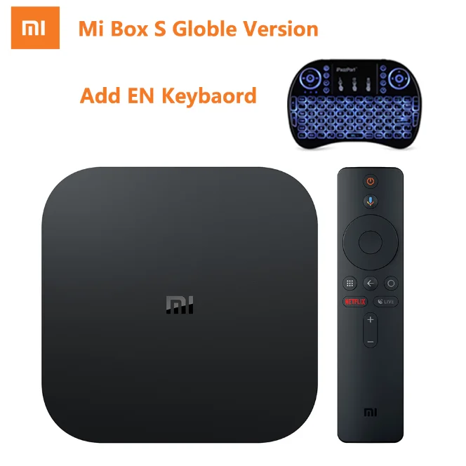 Add EN Keyboard Xiaomi Mi Box S Android 8,1 tv Box 4K HDR Cortex-A53 четырехъядерный процессор 2 Гб ОЗУ 8 Гб ПЗУ 2,4 ГБ+ 5,8 Гб WiFi BT4.2 с голосовым пультом дистанционного управления - Цвет: Add EN Keyboard
