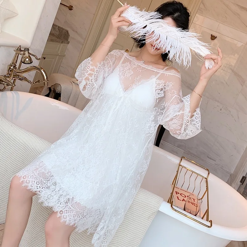 Комплект пижамный Lisacmvpnel на тонких бретельках с прорезями|Комплекты халатов и