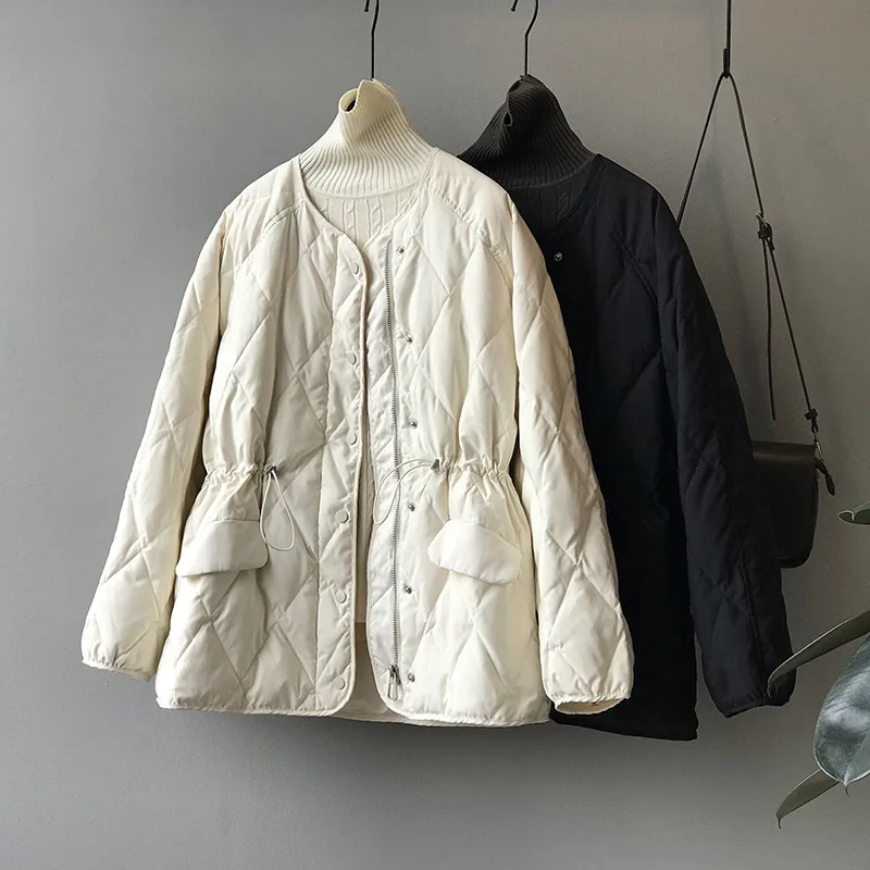 Ringer Cotton Jacket Female 2022 Winter New Collarless Loose Waist Warm Cotton Jacket Women's Clothing