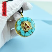 reiki healing emf protection turquoise necklace horus eye all seeing eyes orgonite wicca chakra energy pendant for men and women