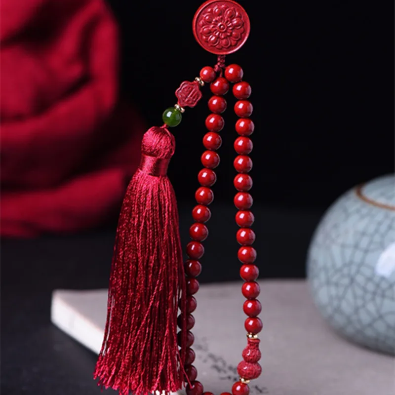 

Original DIY mobile phone chain cinnabar purple gold sand 6mm mobile phone lanyard tassel mobile phone bag hanging accessories