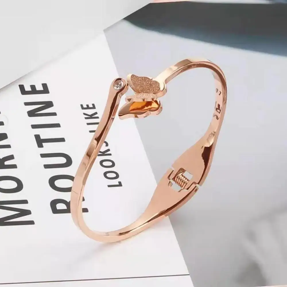 TURKISH Girl JEWELRY ROSE GOLD18 k Rose Gold Titanium Steel BUTTERFLY Bangle beautiful CT Solid layered | Украшения и аксессуары
