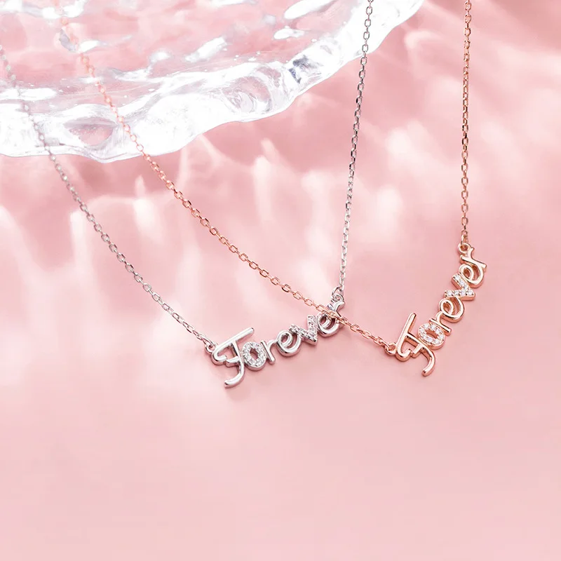 925 Стерлинговое Серебро Циркон в форме буквы алфавита навсегда кулон CZ