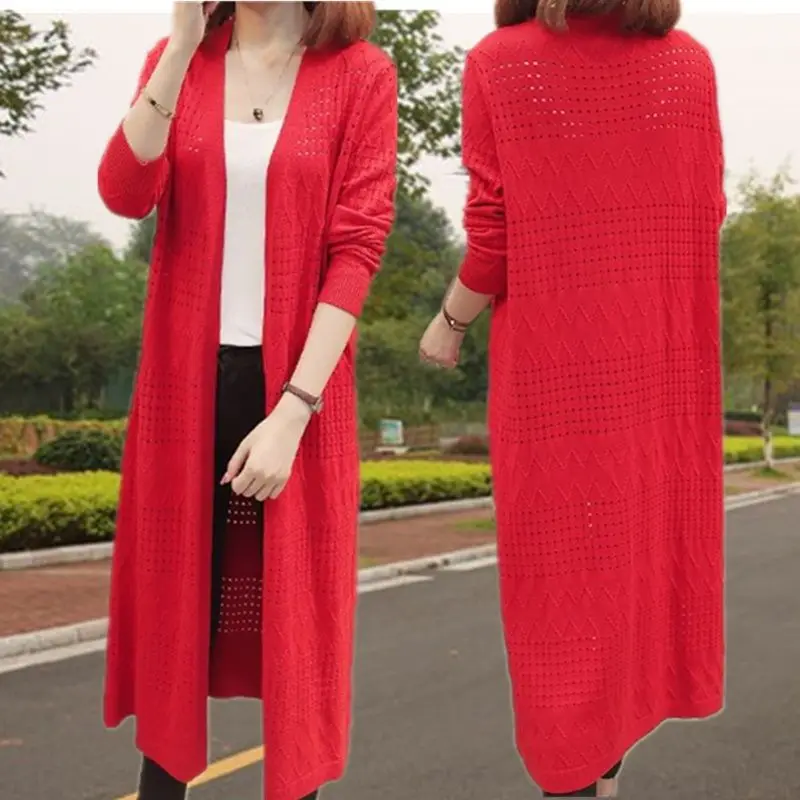 Женский свитер с длинным рукавом однотонный Повседневный облегающий кардиган
