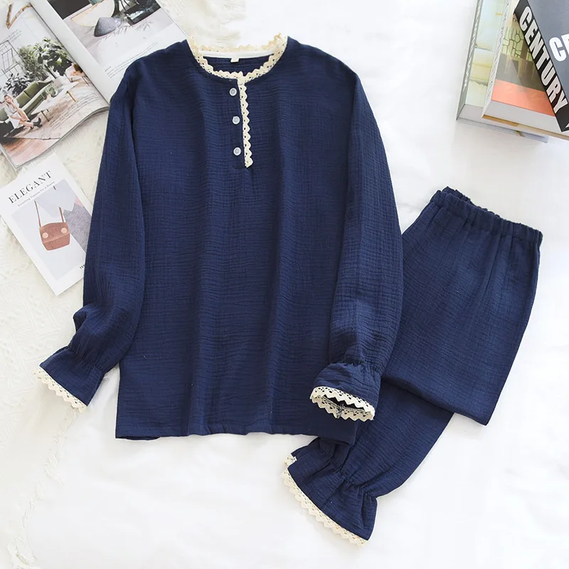 Housewear Women's Pajamas Sets Cotton Suit Large Spring Summer Nightwear New Long Sleeve Round Neck Female Sleepwear Nightgown