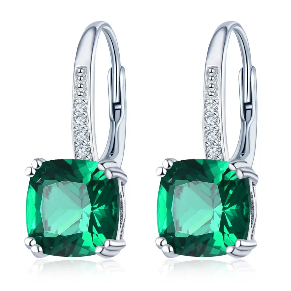 Created Emerald Hutang 3.94ct желтый цитриновые серьги 925 пробы серебро 12 натуральный драгоценный камень Изысканные Ювелирные изделия из кристаллов для Для женщин на Рождество - Цвет камня: Created Emerald