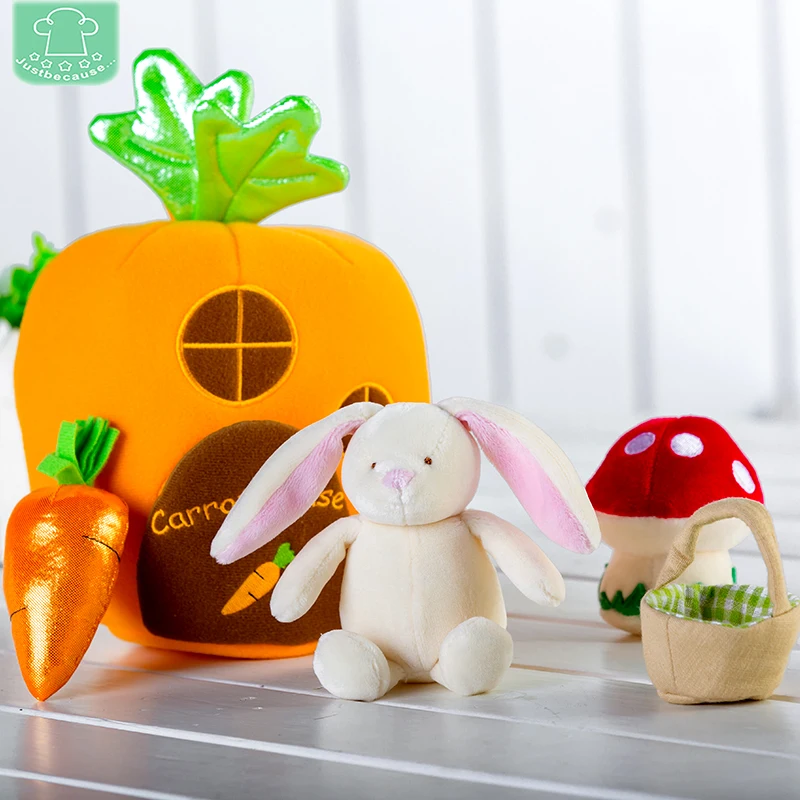 Kawaii Пасхальный кролик, детская игрушка, домик для моркови, игровой набор 7 в, Детская кукла