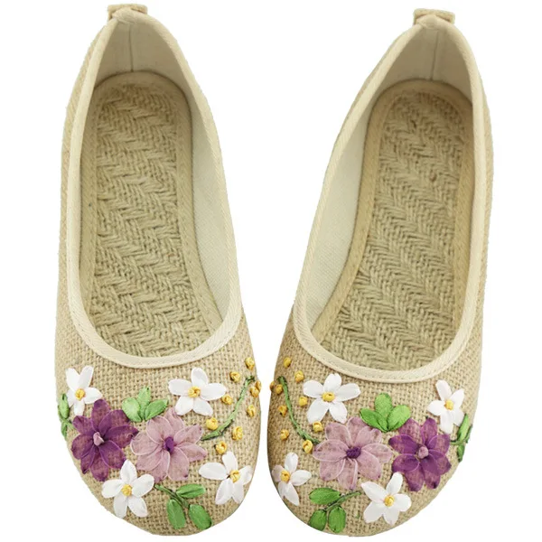 

Spring shoes summer women's cloth shoes national embroidered linen large shoes