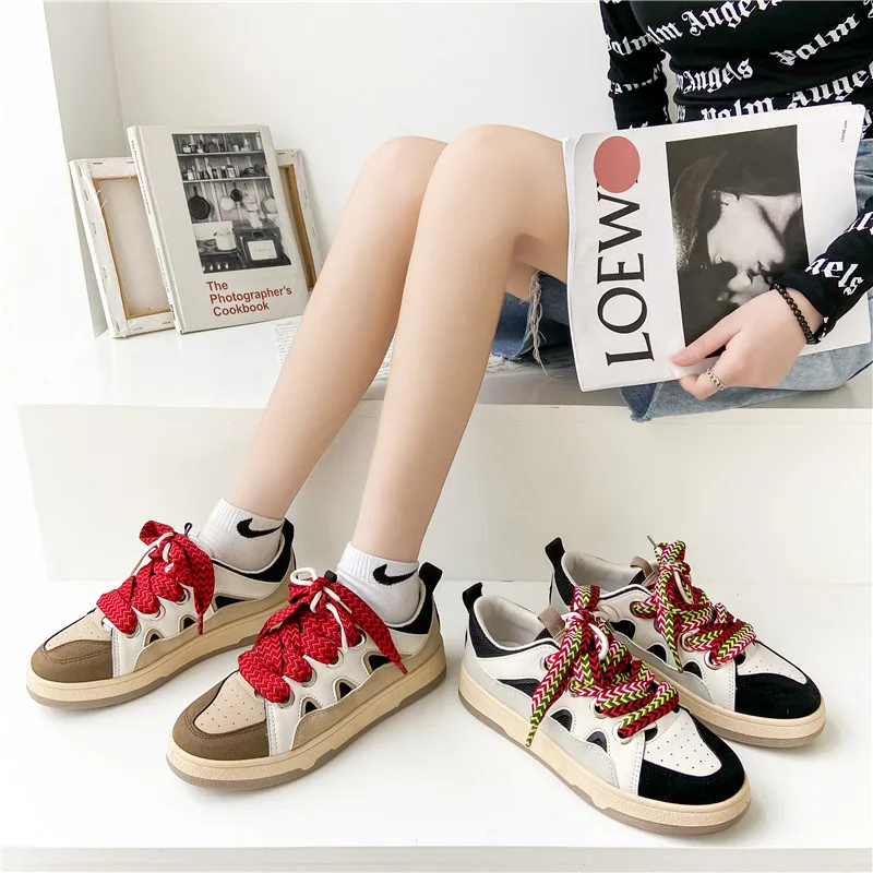 

Кеды женские парусиновые, кроссовки на плоской платформе, со шнуровкой, для скейтборда, дизайнерская обувь, 1-3 см