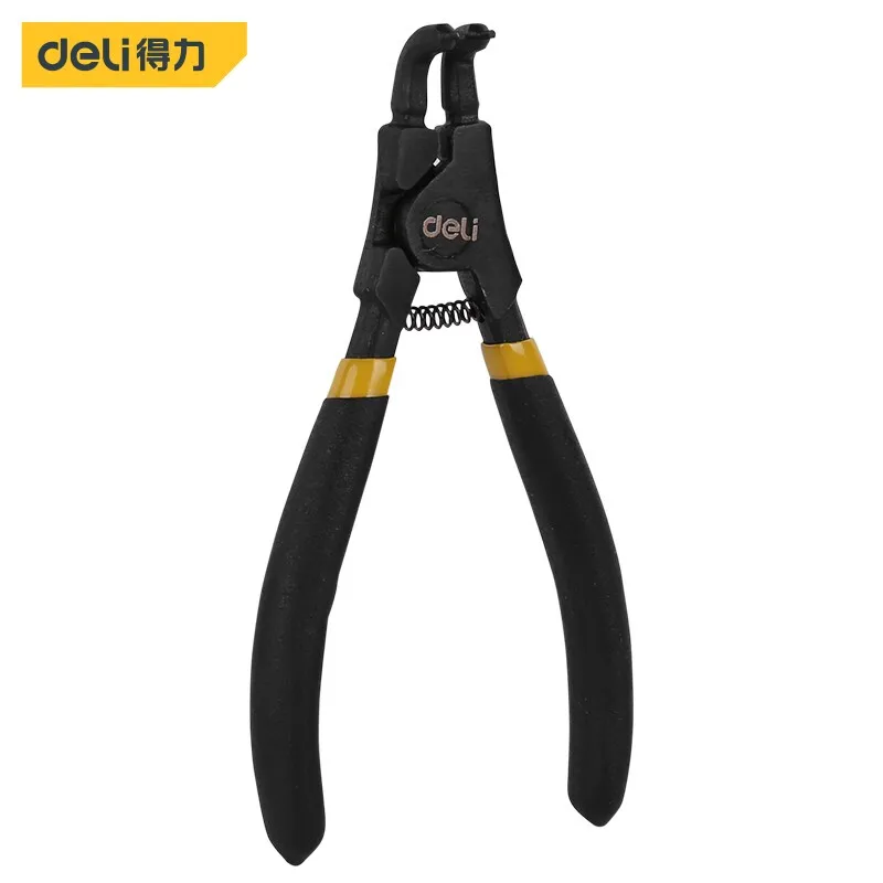 

Deli circlip pliers 9-inch straight inner bend elastic retainer pliers outer clamp inner caliper outer bend DL20924