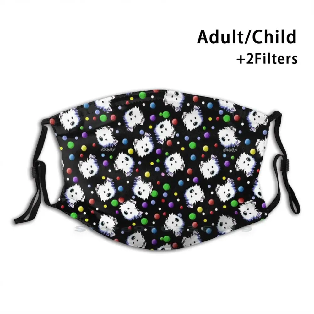 Многоразовая маска Kiniart Westie с милым принтом конфетти для лица фильтром Pm2.5