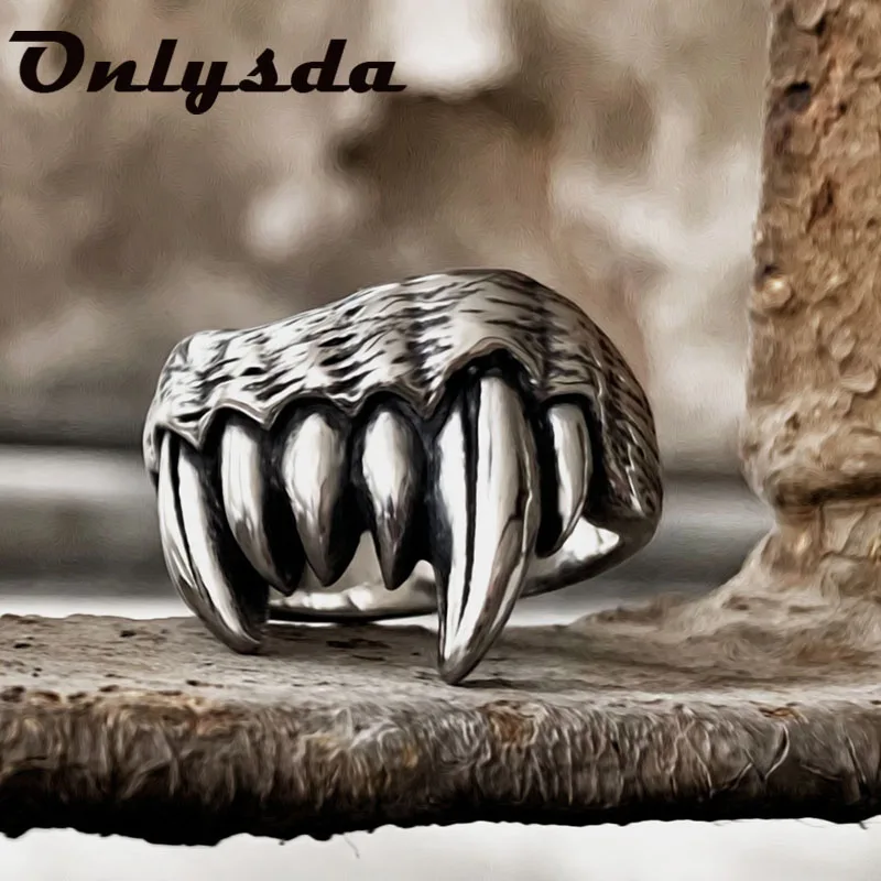 Мужской подарок панк рок крутой племя орк волк зубные кольца для мужчин