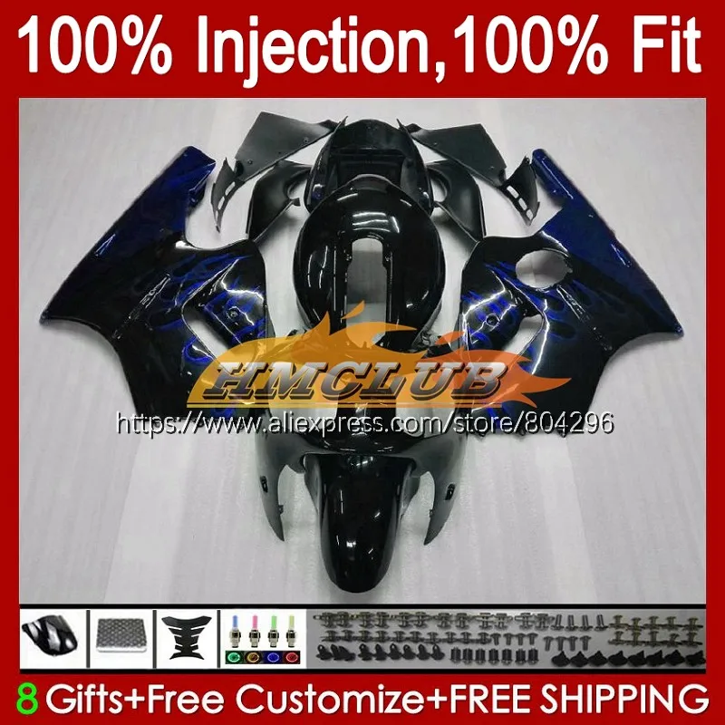 

Инъекция для KAWASAKI NINJA ZX-12R ZX12R 02 03 04 2005 2006 90No.67 ZX1200 синее пламя CC ZX 12R 2002 2003 2004 05 06 обтекатель